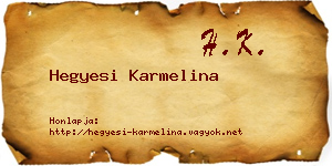 Hegyesi Karmelina névjegykártya